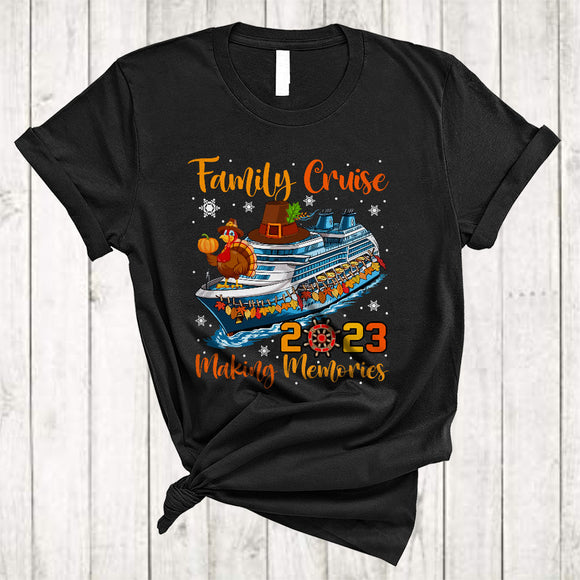 MacnyStore - Family Cruise 2023, Cool Thanksgiving Pilgrim Cruise Turkey, Memories Together Fall Leaf Group T-Shirt
