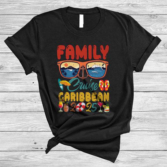 MacnyStore - Family Cruise Caribbean 2025, Awesome Summer Sunglasses Lover, Family Vacation Group T-Shirt