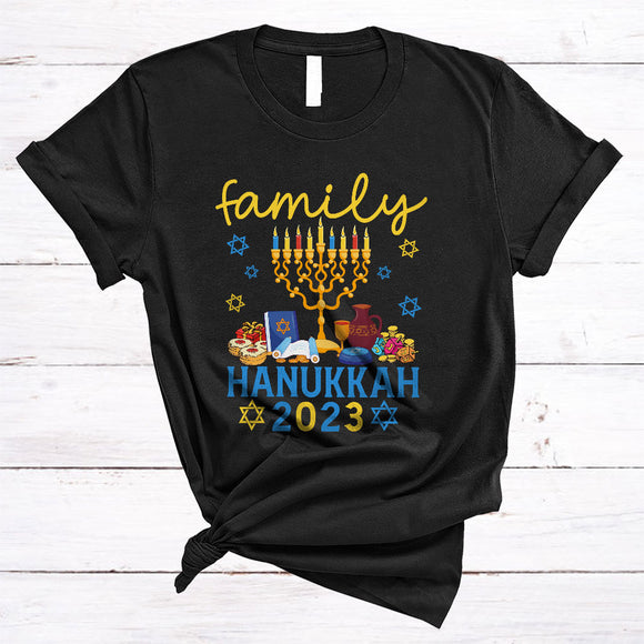 MacnyStore - Family Hanukkah 2023 Cool Chanukah Proud Hanukkah Jewish Menorah Matching Family Group Squad T-Shirt