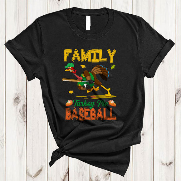 MacnyStore - Family Turkey Pie Baseball, Funny Joyful Thanksgiving Turkey, Matching Sport Team Family T-Shirt