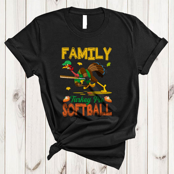 MacnyStore - Family Turkey Pie Softball, Funny Joyful Thanksgiving Turkey, Matching Sport Team Family T-Shirt