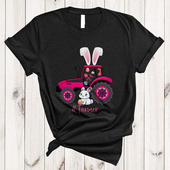 MacnyStore - Farmer, Adorable Easter Bunny Tractor Driver Farmer, Egg Hunting Group Family Lover T-Shirt