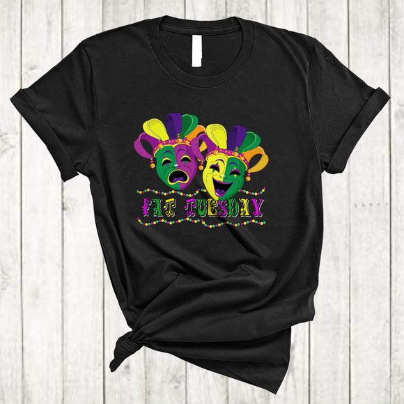 MacnyStore - Fat Tuesday, Humorous Mardi Gras Mask Beads, Matching Parade Costume Group T-Shirt