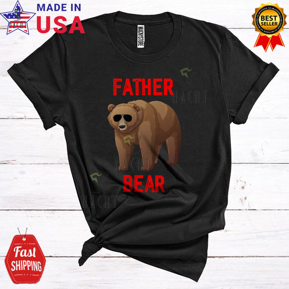MacnyStore - Father Bear Funny Cool Father's Day Family Bear Wearing Sunglasses Animal Lover T-Shirt