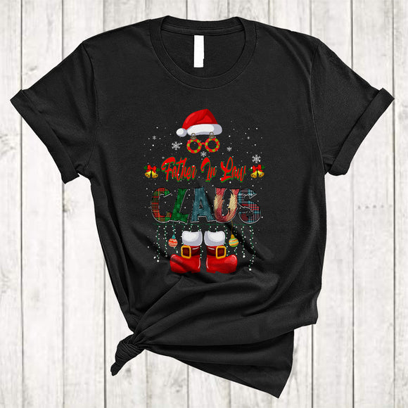 MacnyStore - Father In Law Claus Cute Lovely Christmas Family Group Xmas Snow Plaid Leopard Santa Lover T-Shirt