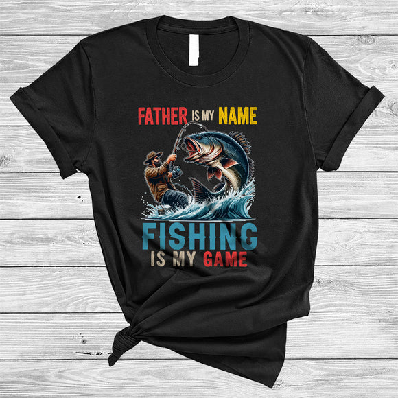 MacnyStore - Father Is My Name Fishing Is My Game, Joyful Father's Day Fishing Fisher, Family Group T-Shirt
