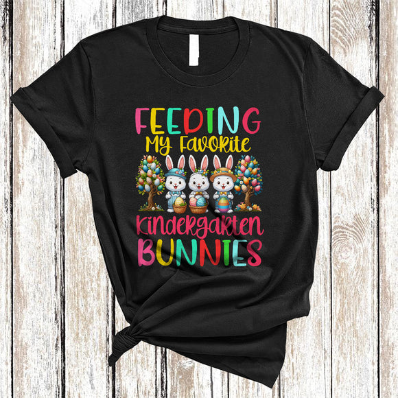 MacnyStore - Feeding My Favorite Kindergarten Bunnies, Lovely Easter Eggs Tree Three Bunnies, Lunch Lady Group T-Shirt