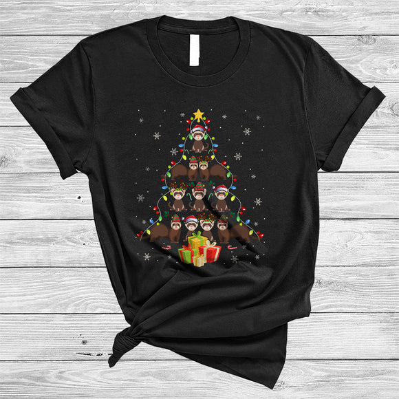 MacnyStore - Ferret  Xmas Tree Snow Around Awesome Merry Christmas Matching Zoo Animal Lover T-Shirt