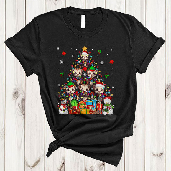 MacnyStore - Ferret Christmas Tree, Adorable X-mas Lights Snow Around, Ferret Animal Snowman T-Shirt