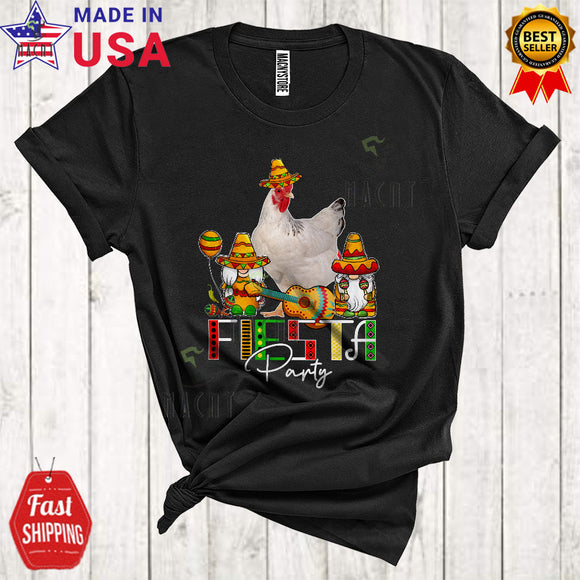 MacnyStore - Fiesta Party Cool Cute Cinco De Mayo Proud Mexican Chicken Farmer Gnomes Sombrero Lover T-Shirt