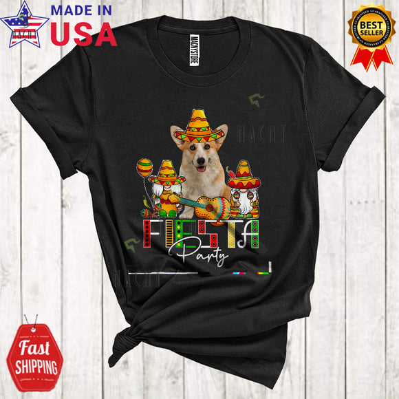 MacnyStore - Fiesta Party Cool Cute Cinco De Mayo Proud Mexican Corgi Gnomes Sombrero Lover T-Shirt