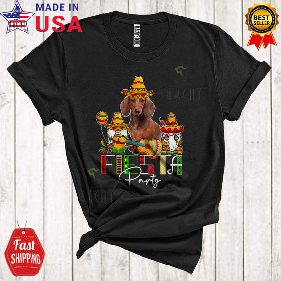MacnyStore - Fiesta Party Cool Cute Cinco De Mayo Proud Mexican Dachshund Gnomes Sombrero Lover T-Shirt