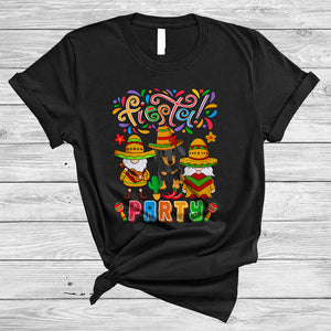 MacnyStore - Fiesta Party, Joyful Cinco De Mayo Mexican Dachshund With Gnome, Sombrero Family Group T-Shirt