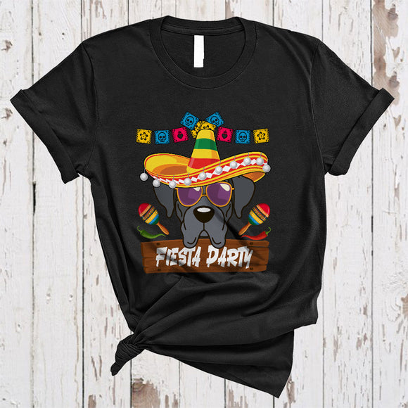 MacnyStore - Fiesta Party, Lovely Cinco De Mayo Mexican Great Dane Dog Lover, Sombrero Sunglasses T-Shirt