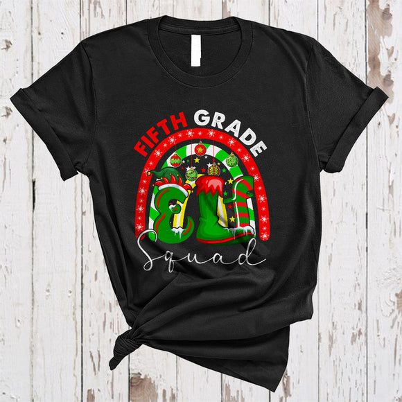 MacnyStore - Fifth Grade ELF Squad, Adorable Christmas Rainbow ELF, X-mas Students Teacher Group T-Shirt