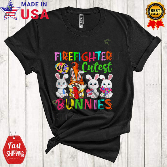 MacnyStore - Firefighter Of Cutest Bunnies Cute Happy Easter Day Three Bunnies Gnome Egg Hunt Lover T-Shirt