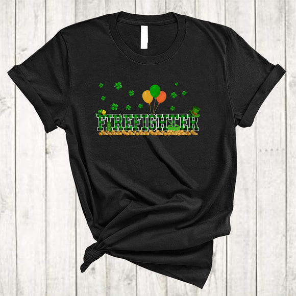MacnyStore - Firefighter, Awesome St. Patrick's Day Leopard Shamrocks, Matching Boys Men Family Group T-Shirt