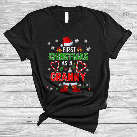 MacnyStore - First Christmas As A Granny, Cheerful X-mas Santa Candy Canes Lover, Matching Family Group T-Shirt