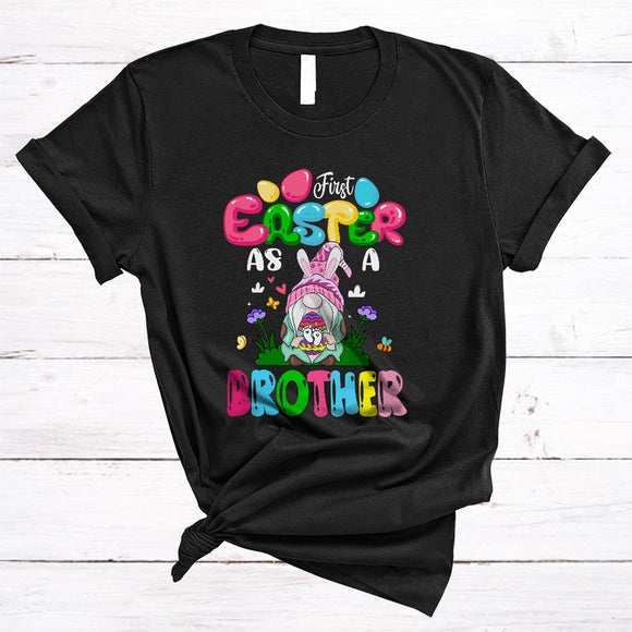 MacnyStore - First Easter As A Brother, Awesome Easter Pregnancy Announcement Bunny Gnome, Family Group T-Shirt