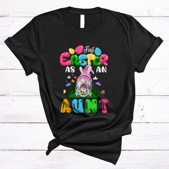 MacnyStore - First Easter As An Aunt, Awesome Easter Pregnancy Announcement Bunny Gnome, Family Group T-Shirt