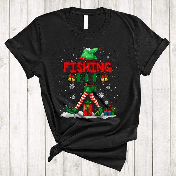 MacnyStore - Fishing ELF, Joyful Christmas ELF Snow Around, Matching X-mas Family Pajama Group T-Shirt