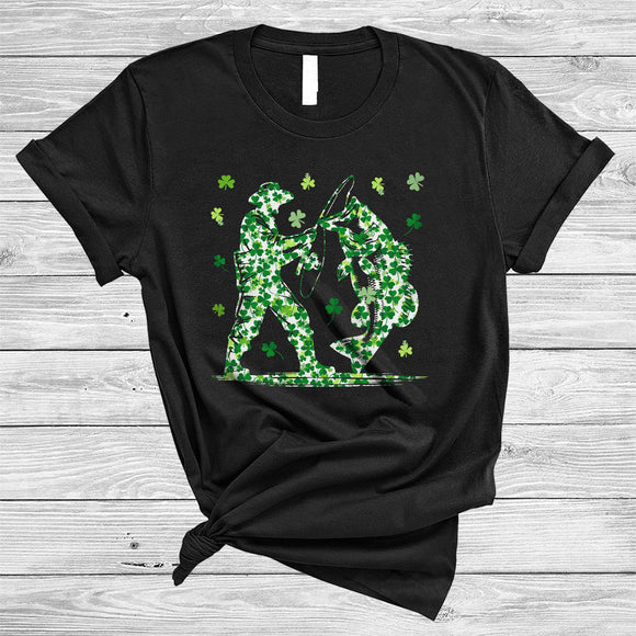 MacnyStore - Fishing Fisher Shape Shamrock, Joyful St. Patrick's Day Fishing Lover, Lucky Shamrock T-Shirt