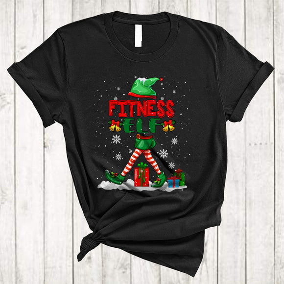 MacnyStore - Fitness ELF, Joyful Christmas ELF Snow Around, Matching X-mas Family Pajama Group T-Shirt