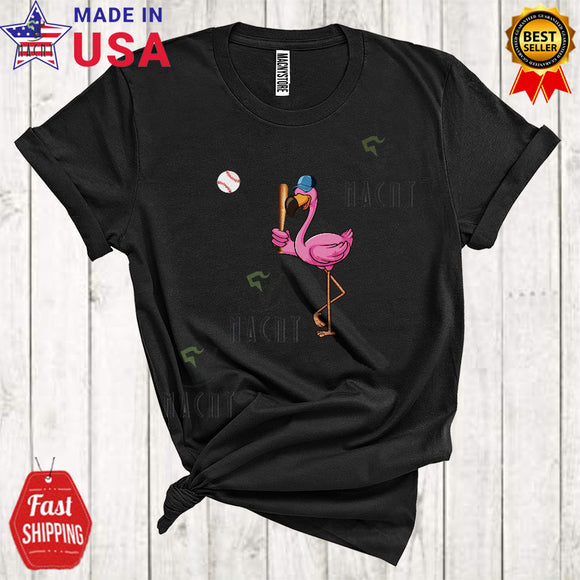 MacnyStore - Flamingo Playing Baseball Funny Cool Flamingo Animal Sport Playing Player Team Lover T-Shirt
