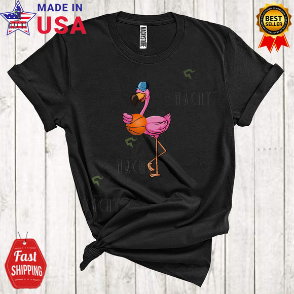 MacnyStore - Flamingo Playing Basketball Funny Cool Flamingo Animal Sport Playing Player Team Lover T-Shirt