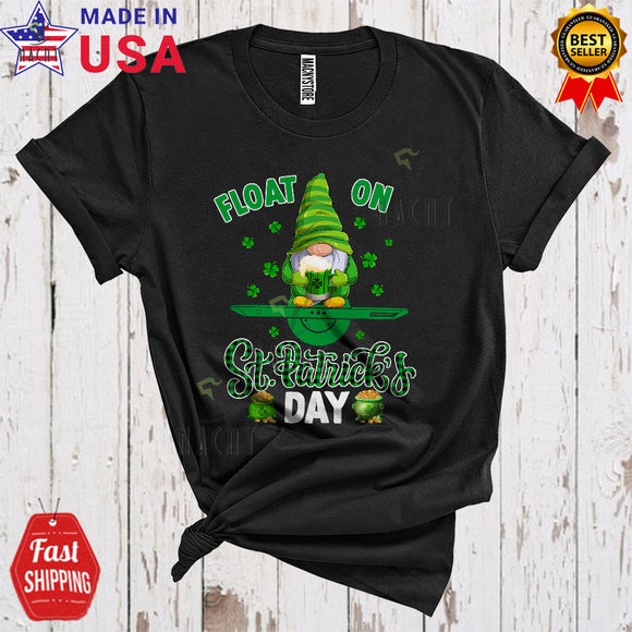 MacnyStore - Float On St Patrick's Day Cute Cool Plaid Leprechaun Gnome One Wheel Beer Drinking Drunk Lover T-Shirt