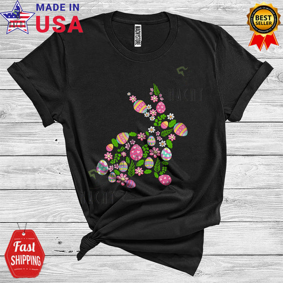 MacnyStore - Flowers Easter Egg Bunny Shape Cute Cool Easter Day Bunny Lover Matching Egg Hunt Group T-Shirt