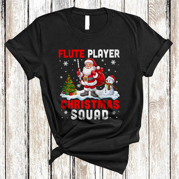 MacnyStore - Flute Player Christmas Squad, Adorable Santa Flute Lover, Pajamas Family X-mas Group T-Shirt