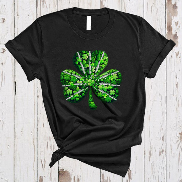 MacnyStore - Flute Shamrock Shape, Awesome St. Patrick's Day Flute Player Instrument Lover, Lucky Family Group T-Shirt