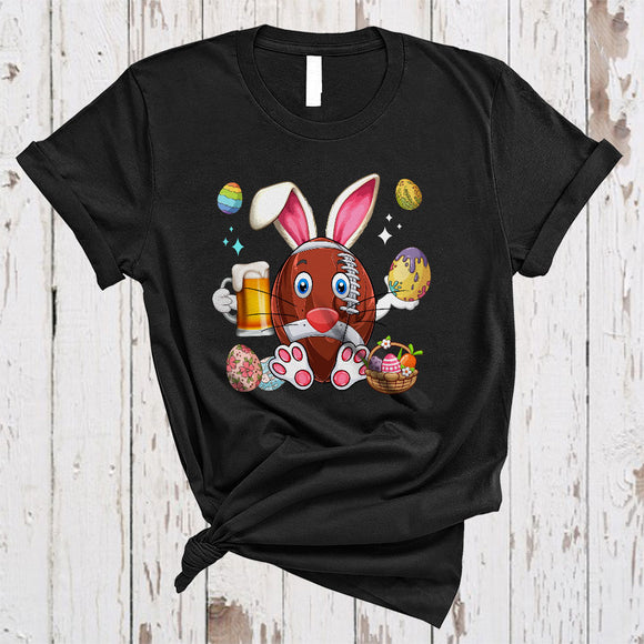 MacnyStore - Football Bunny Drinking Beer, Awesome Easter Football Sport Player Team, Drunker Group T-Shirt