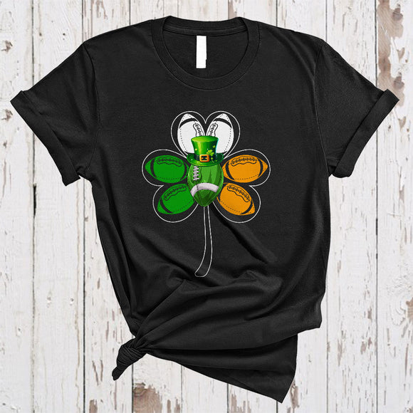 MacnyStore - Football Clover Leaf Irish Flag, Amazing St. Patrick's Day Shamrock Shape, Sport Player Team T-Shirt