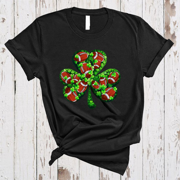 MacnyStore - Football Shamrock Shape, Awesome St. Patrick's Day Football Player Lover, Lucky Family Group T-Shirt