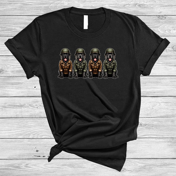 MacnyStore - Four Cane Corso Veteran, Lovely US Soldier Veteran Proud, Patriotic Matching Family Group T-Shirt