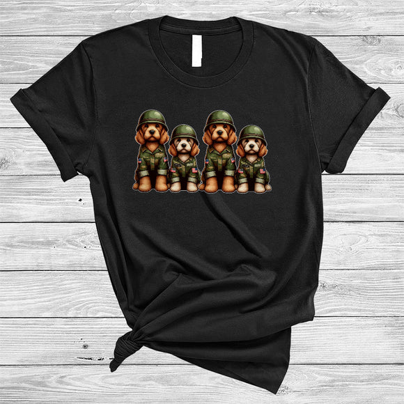 MacnyStore - Four Cockapoo Veteran, Lovely US Soldier Veteran Proud, Patriotic Matching Family Group T-Shirt