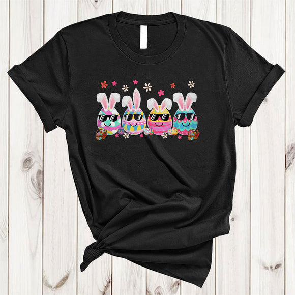 MacnyStore - Four Easter Bunny Eggs Sunglasses, Adorable Easter Bunny Hunting Eggs, Matching Family Group T-Shirt