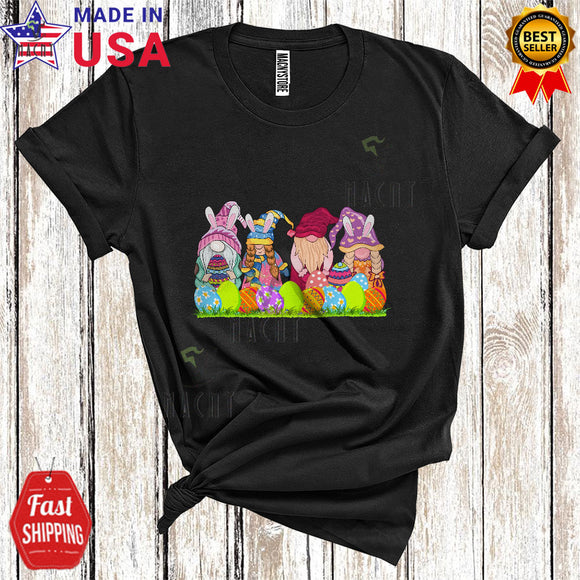 MacnyStore - Four Easter Bunny Gnomes Cute Cool Easter Egg Hunting Gnome Lover Matching Family Group T-Shirt
