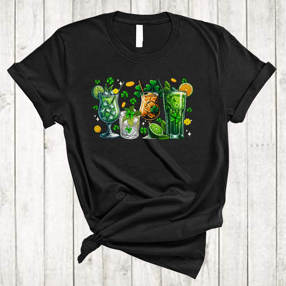 MacnyStore - Four St. Patrick's Day Cocktail, Awesome St. Patrick's Day Cocktail Lover, Drinking Irish Shamrock T-Shirt