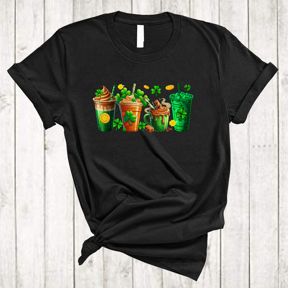 MacnyStore - Four St. Patrick's Day Coffee, Awesome St. Patrick's Day Coffee Lover, Drinking Irish Shamrock T-Shirt