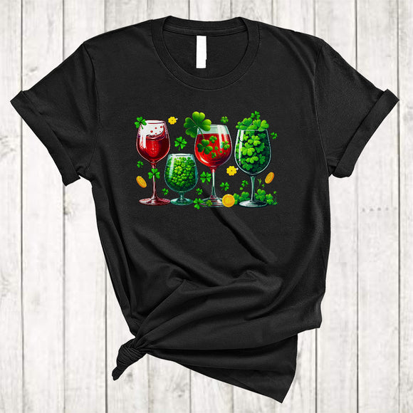 MacnyStore - Four St. Patrick's Day Wine, Awesome St. Patrick's Day Wine Lover, Drinking Irish Shamrock T-Shirt