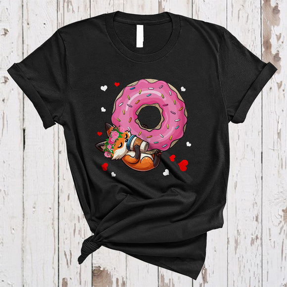 MacnyStore - Fox Hanging Donut Drinking Coffee, Wonderful Donut Coffee Nerd, Zoo Keeper Animal Lover T-Shirt
