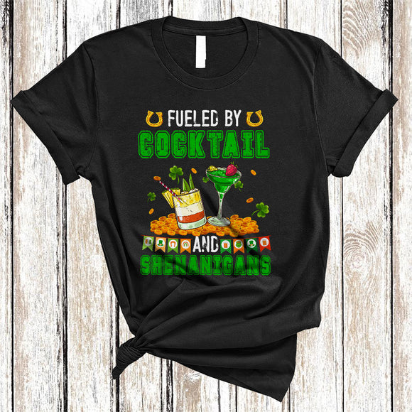 MacnyStore - Fueled By Cocktail And Shenanigans, Cheerful St. Patrick's Day Irish Drinking, Drunker Group T-Shirt