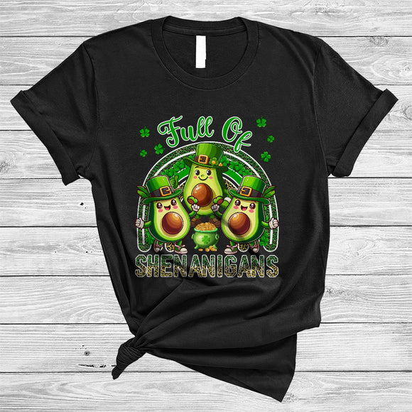 MacnyStore - Full Of Shenanigans, Lovely St. Patrick's Day Avocado Leopard Rainbow, Avocado Lover Shamrock T-Shirt