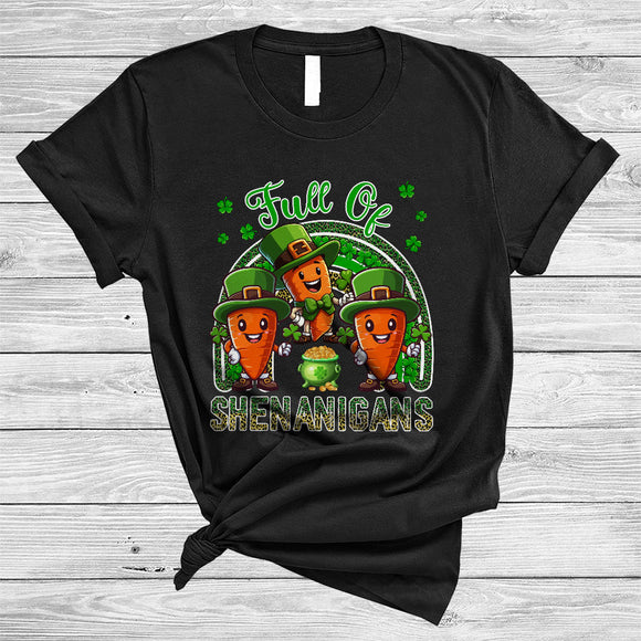 MacnyStore - Full Of Shenanigans, Lovely St. Patrick's Day Carrot Leopard Rainbow, Carrot Lover Shamrock T-Shirt