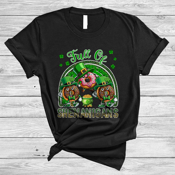 MacnyStore - Full Of Shenanigans, Lovely St. Patrick's Day Donut Leopard Rainbow, Donut Lover Shamrock T-Shirt