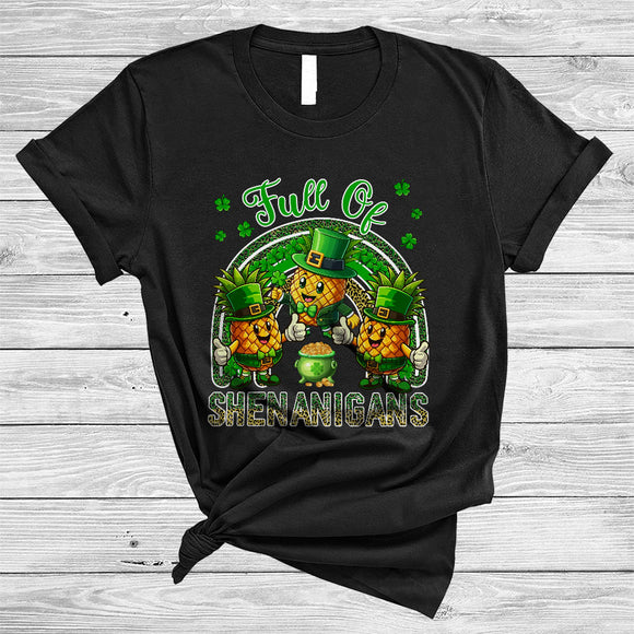 MacnyStore - Full Of Shenanigans, Lovely St. Patrick's Day Pineapple Leopard Rainbow, Pineapple Lover Shamrock T-Shirt