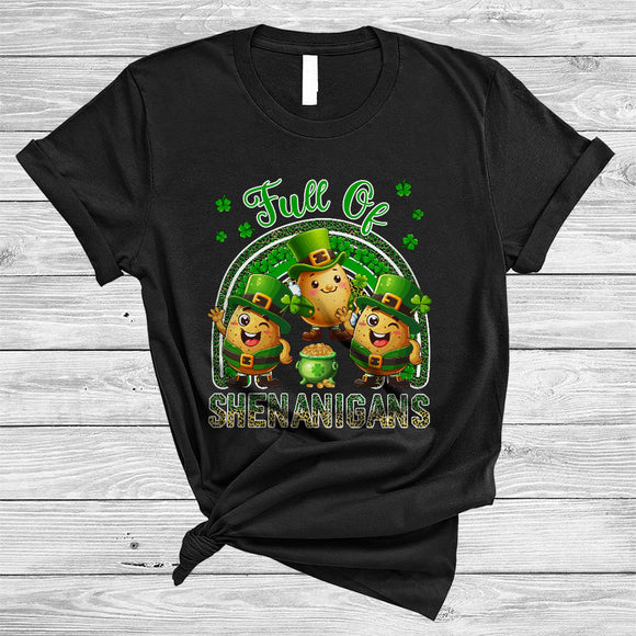 MacnyStore - Full Of Shenanigans, Lovely St. Patrick's Day Potato Leopard Rainbow, Potato Lover Shamrock T-Shirt